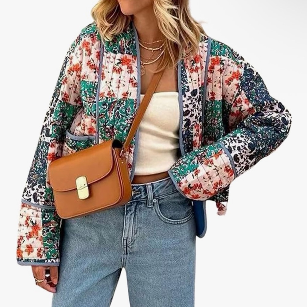 Free People (faux) Multicolor Patchwork Jacket